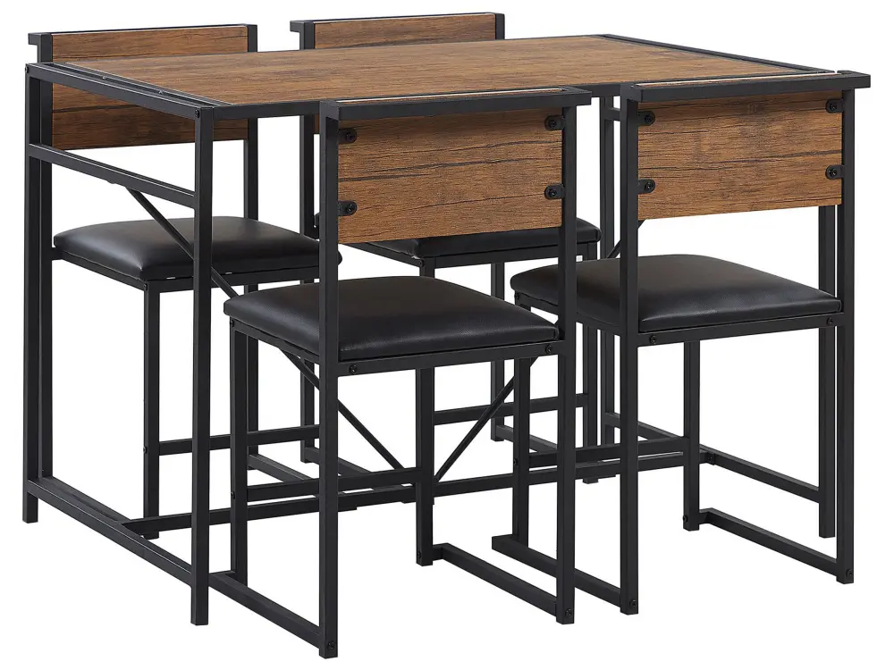 4 Seater Dining Set Dark Wood Black BURTON