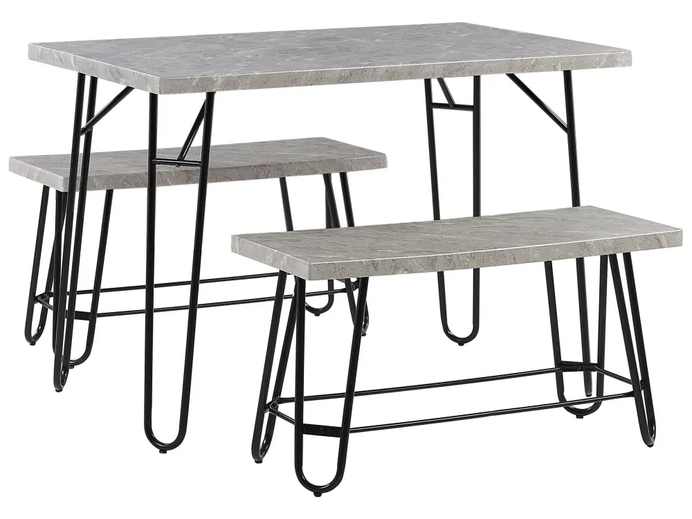 4 Seater Dining Set Grey and Black KEMPTON
