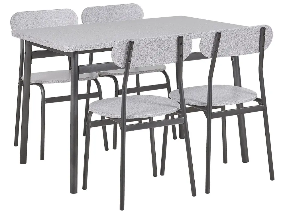 4 Seater Dining Set Grey Black VELDEN