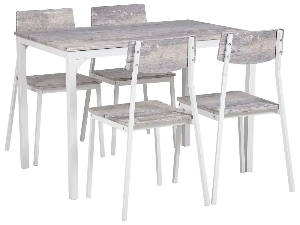 4 Seater Dining Set Grey White BISMARCK