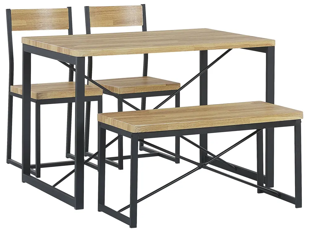 4 Seater Dining Set Light Wood Black FLIXTON