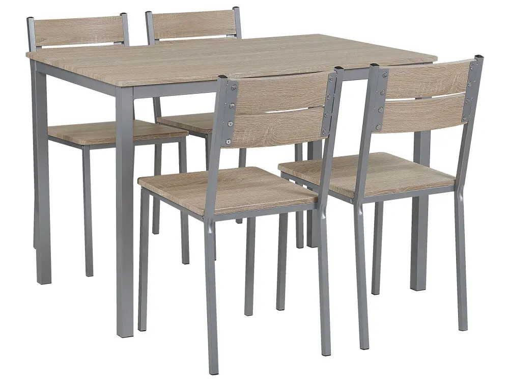 4 Seater Dining Set Light Wood Grey BLUMBERG
