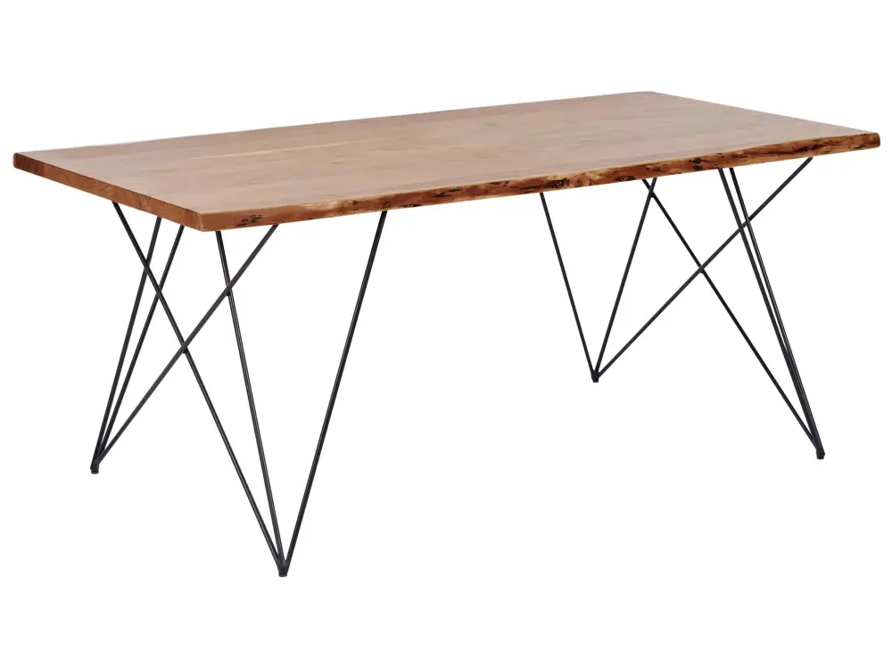 Acacia Dining Table 180 x 90 cm Dark Wood Black MUMBAI