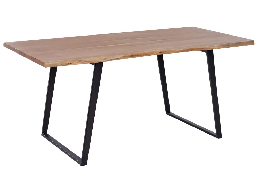 Acacia Dining Table 180 x 90 cm Light Wood Black JAIPUR