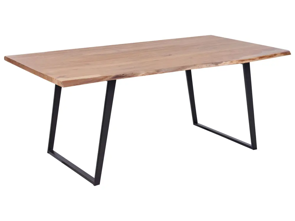Acacia Dining Table 200 x 100 cm Light Wood Black JAIPUR