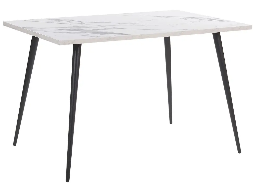 Dining Table 120 x 80 cm White Marble Effect Black SANTIAGO