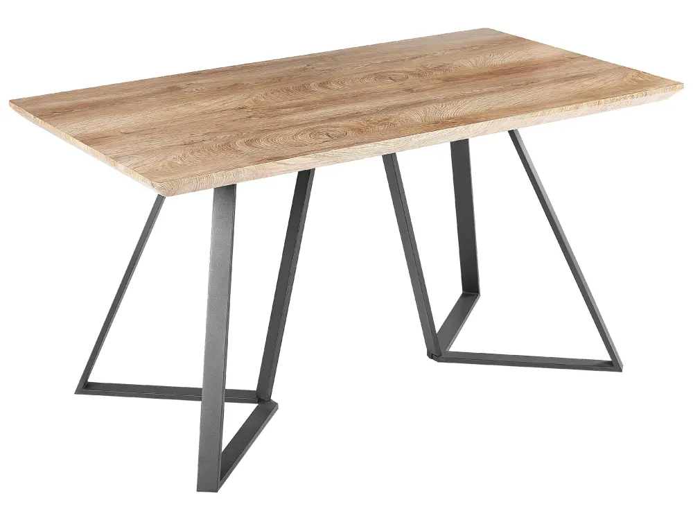 Dining Table 140 x 80 cm Light Wood and Black UPTON
