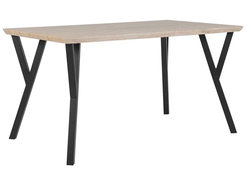 Dining Table 140 x 80 cm Light Wood Black BRAVO