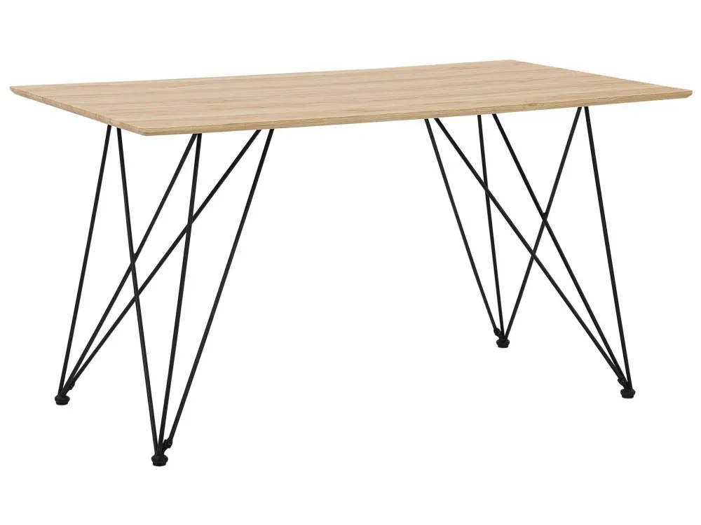Dining Table 140 x 80 cm Light Wood Black KENTON