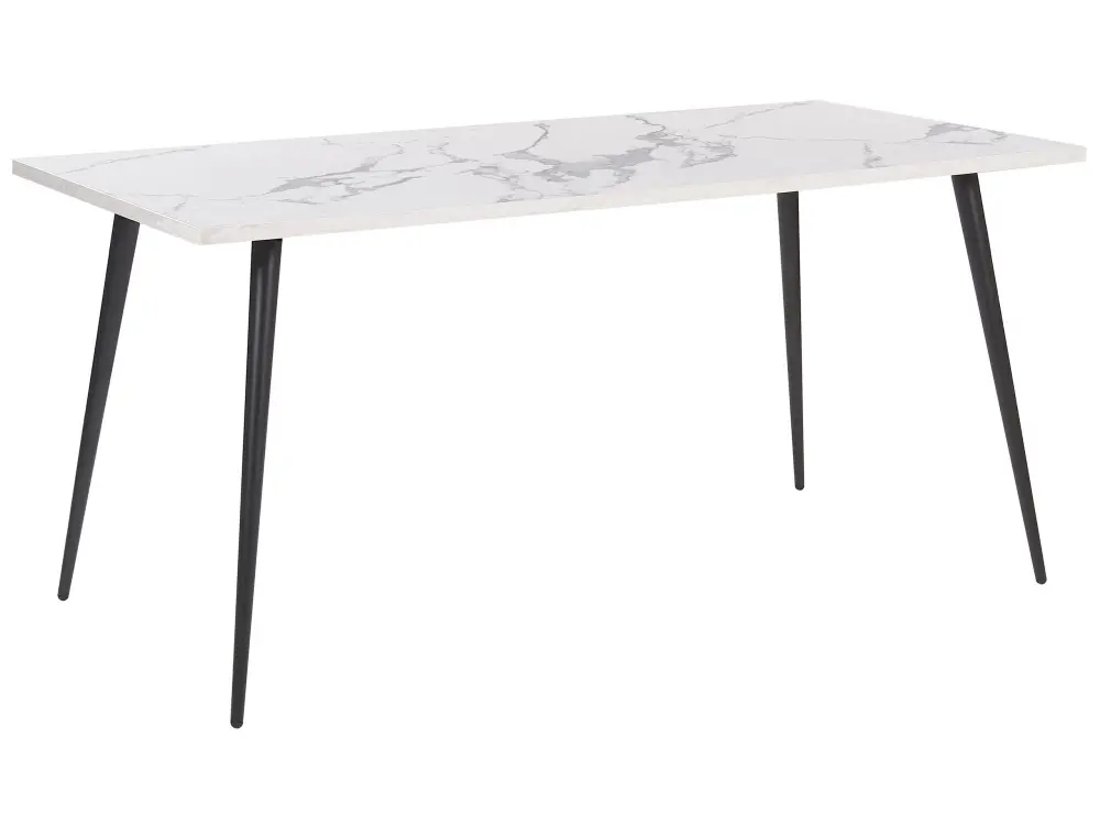 Dining Table 160 x 80 cm White Marble Effect Black SANTIAGO