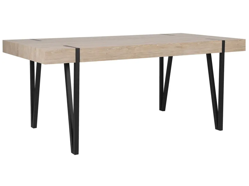 Dining Table 180 x 90 cm Light Wood Black ADENA