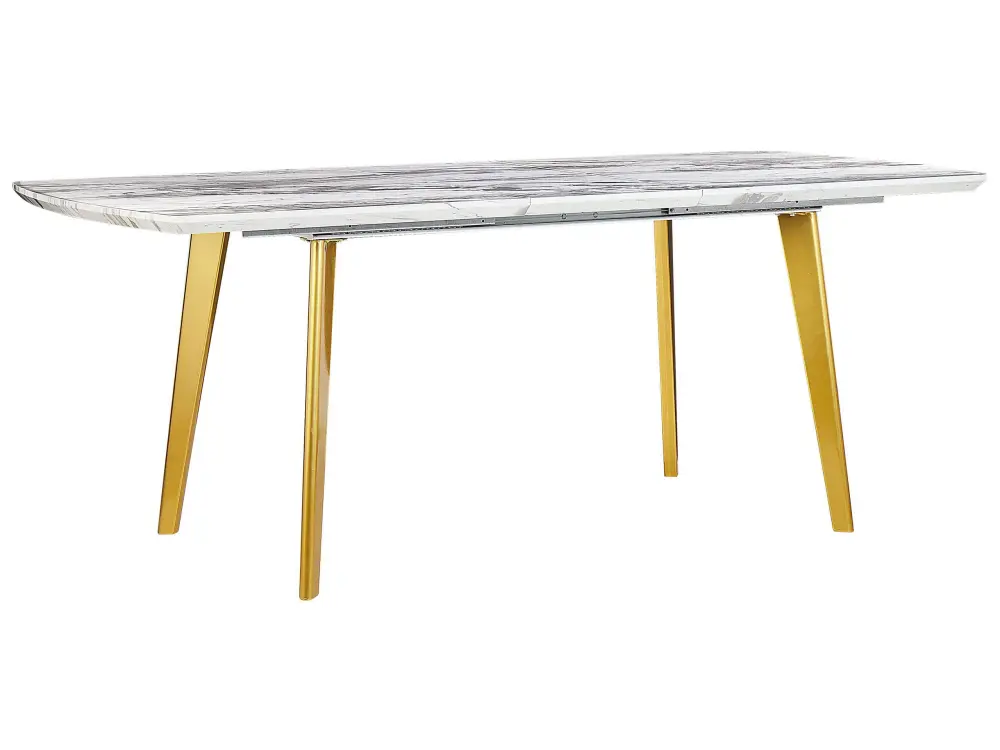 Extending Dining Table 160/200 x 90 cm Marble Effect Gold MOSBY