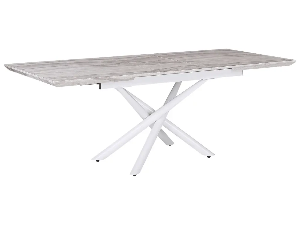 Extending Dining Table 160/200 x 90 cm Marble Effect White MOIRA