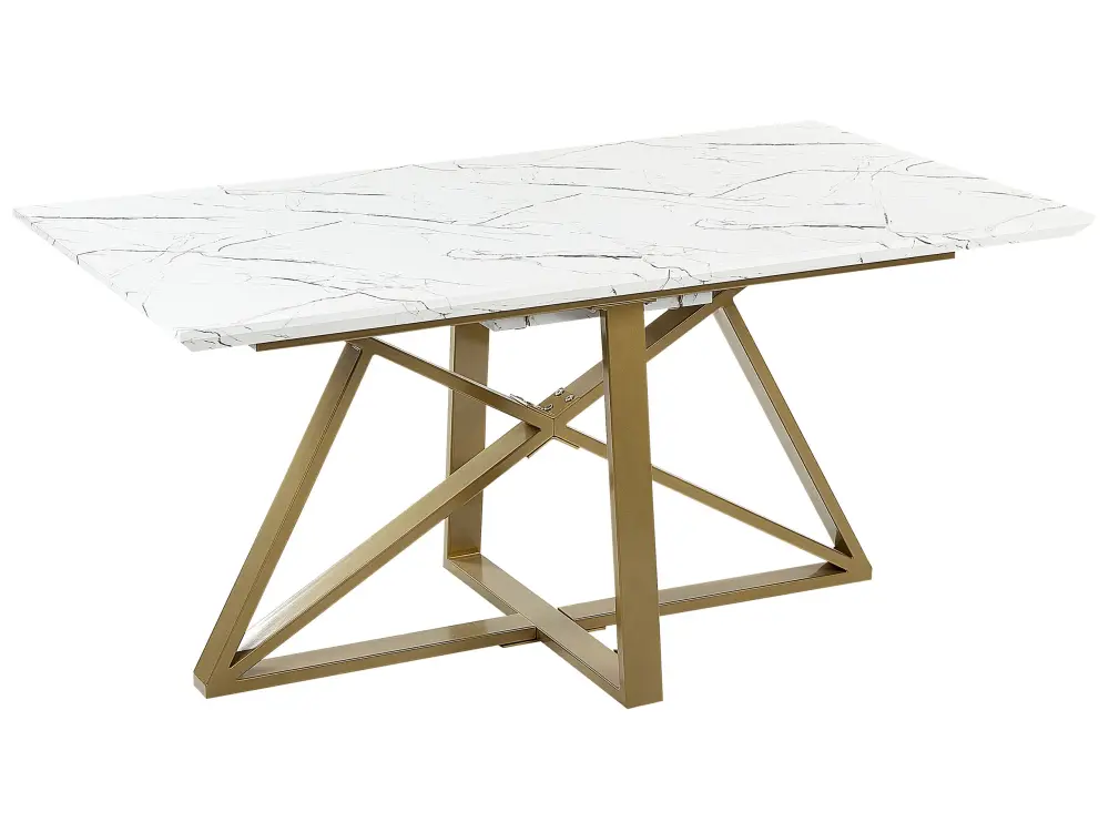 Extending Dining Table 160/200 x 90 cm Marble Effect Gold MAXIMUS