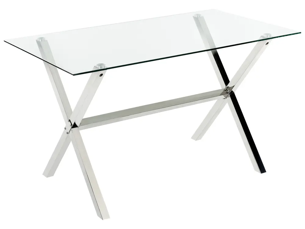 Glass Top Dining Table 130 x 70 cm Silver FLORIN