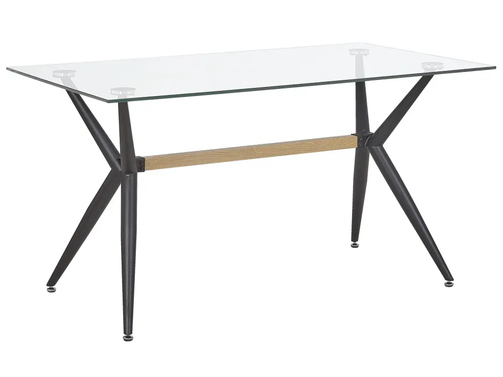 Glass Top Dining Table 140 x 80 cm Black SACRAMENTO