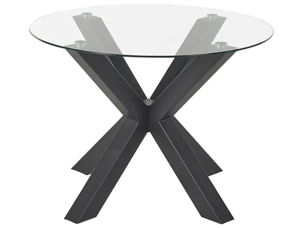 Glass Top Round Dining Table ⌀ 100 cm Black OTIUM