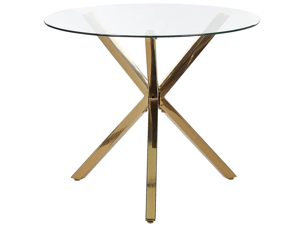 Glass Top Round Dining Table ⌀ 90 cm Gold SAVONI