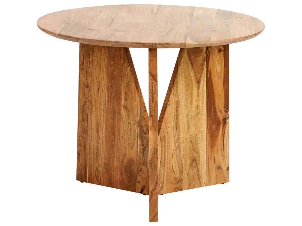 Round Accacia Wood Dining Table ⌀ 100 cm Light ARRAN