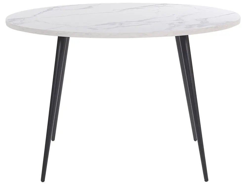 Round Dining Table ⌀ 120 cm White Marble Effect Black ODEON