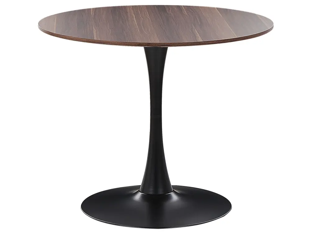 Round Dining Table ⌀ 90 cm Dark Wood Black BOCA