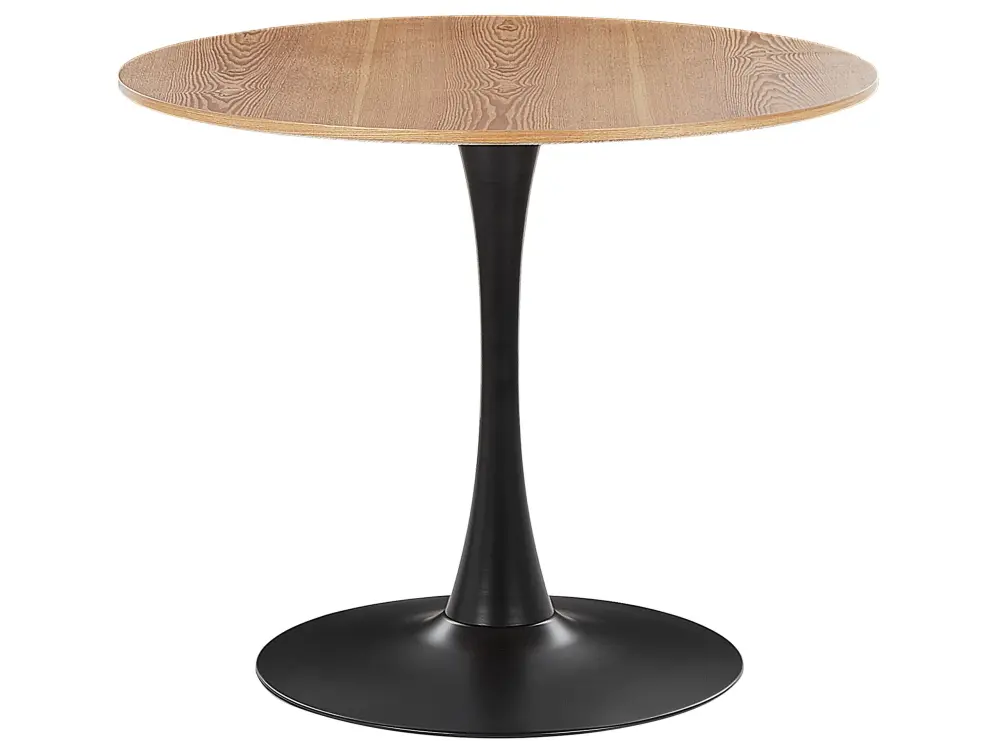 Round Dining Table ⌀ 90 cm Light Wood Black BOCA