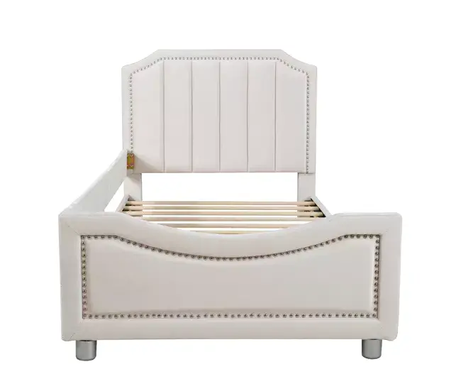 Certificado Oeko-Tex Cama individual 90x200cm para niños - sofá cama de terciopelo - Marfil