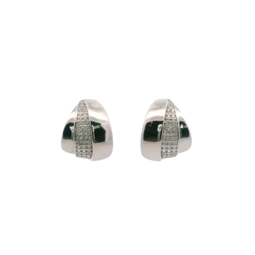 925SL DOME CENTER CZ EARRINGS