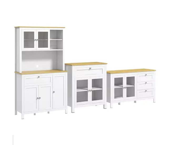 HOMCOM Conjunto de 3 Armarios Juego de 1 Alacena de Cocina 1 Aparador de Cocina 1 Armario Auxiliar Estilo Vanguardista 100...