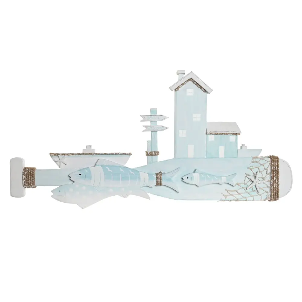 DECORACION PARED MDF CUERDA 67X4X32 REMOA AZUL
