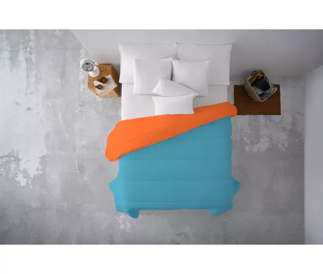 Edredón Nórdico Due Naranja-Turquesa 300gr tacto pluma cama de 90 | Envío Rápido y Gratis