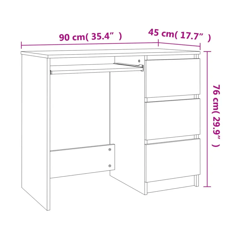 Escritorio Dimas rectangular 3 cajones blanco 76x90x45 cm