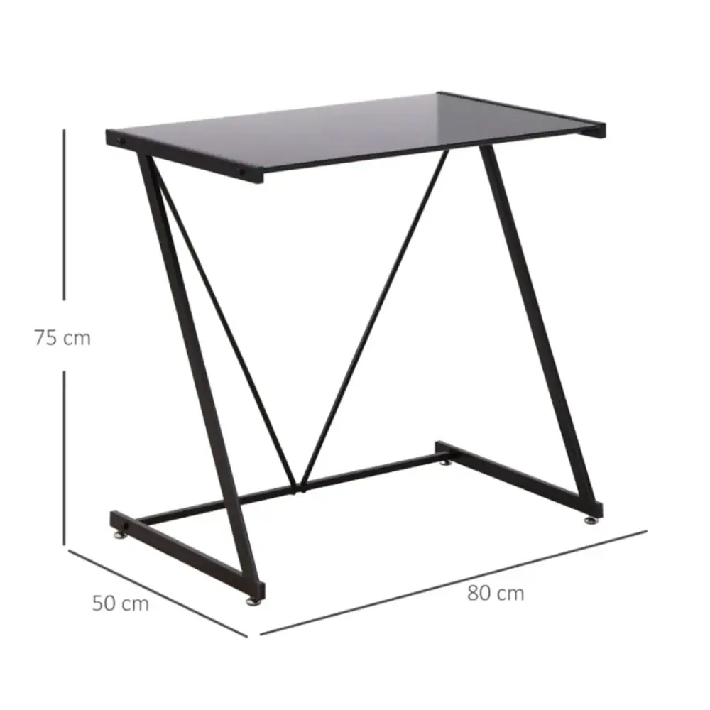 Escritorio Homcom con encimera de vidrio y patas metálicas 75x80x50 cm