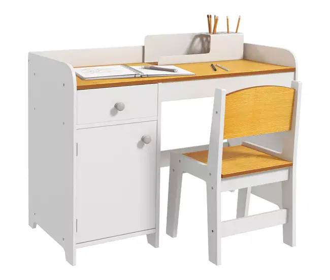 ZONEKIZ Conjunto de Escritorio de 2 Piezas Pupitre Infantil Escritorio para Niños Incluye Silla y Mesa con Cajón y Armar...