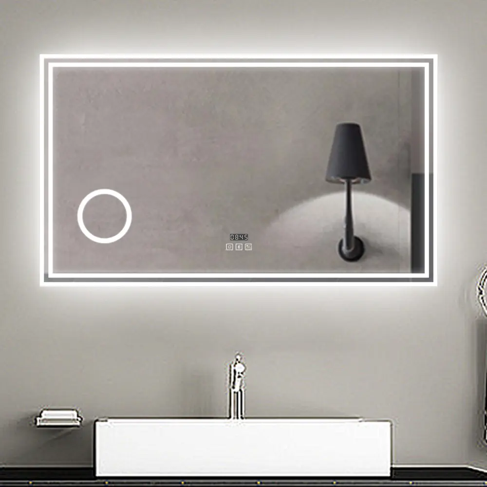 Espejo de baño LED 160×80 cm+ reloj + lupa + bluetooth Aica Sanitarios