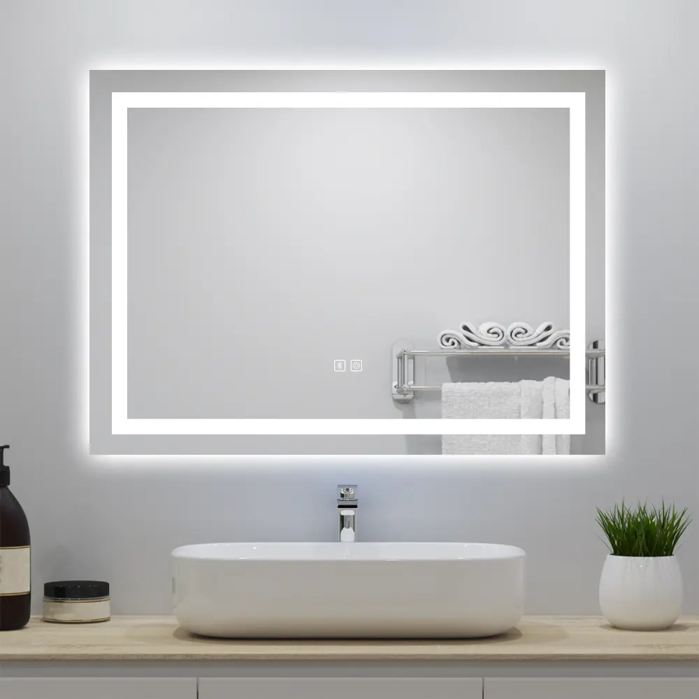 Espejo de baño LED 80×60cm + bluetooth + regulación continua + antivaho Aica Sanitarios
