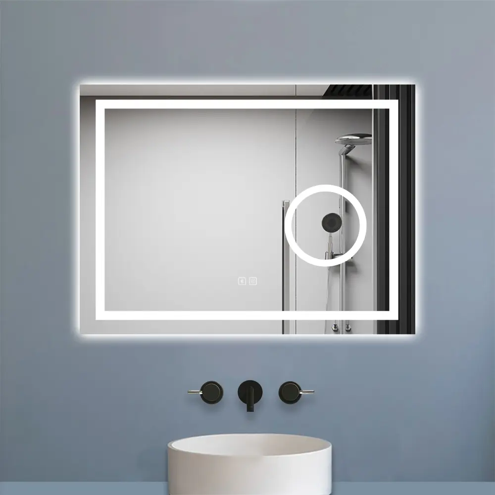 Espejo de baño LED 80×60cm + espejo de aumento + bluetooth Aica Sanitarios