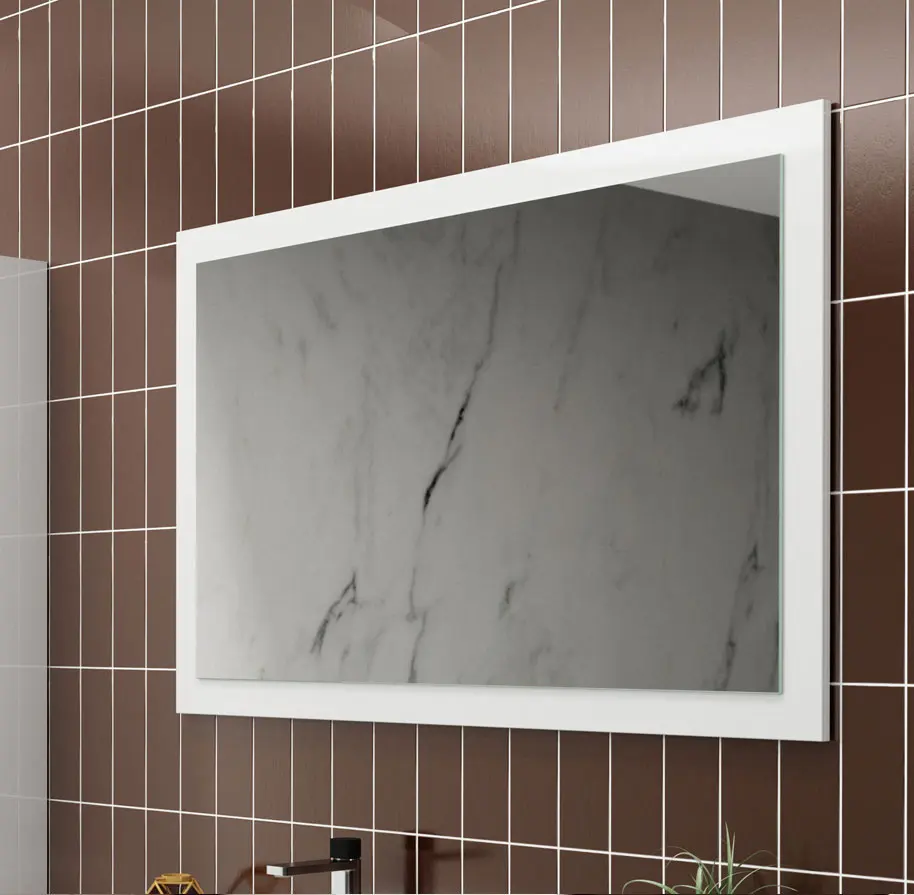 Espejo baño rectangular de dos caras base madera | blanco brillo 60cm x 68cm para Organización