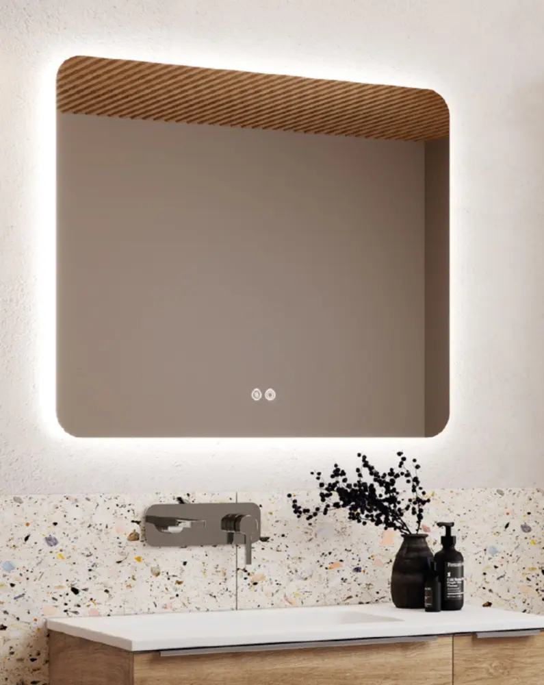 Espejo de baño rectangular | sensor táctil on/off | 100cm x 80cm