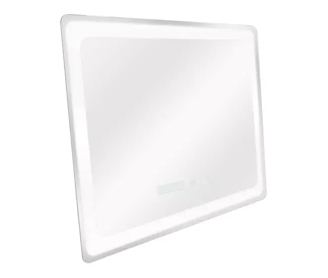 Espejo de pared con LED Casoli para baño antivaho reloj aluminio + cristal 60 x 80 x 3,5 cm - Plateado