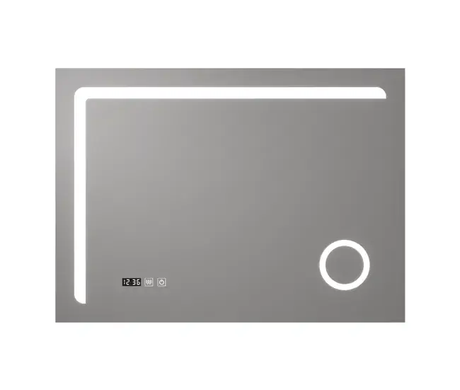 Espejo de pared con LED Chambave para baño IP65 antivaho reloj lupa 3X aluminio 70 x 100 x 3 cm - Plateado