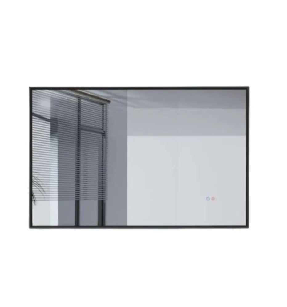 Espejo rectangular LED, marco negro antivaho 80x100 6500k frí Diseño Compacto