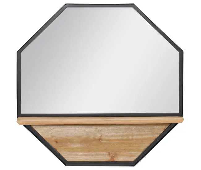 HOMCOM Espejo Decorativo de Pared 61x61 cm Espejo Octágono con Estante de Almacenamiento para Salón Dormitorio Entrada N...