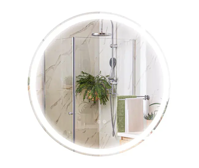 kleankin Espejo de Baño con Luces LED Ajustable Ø60 cm Espejo para Baño Redondo con Antivaho Función de Memoria e Inte...