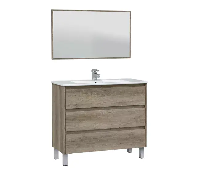 Mueble baño Devin 3 cajones espejo, sin lavabo, Nordik para Organización