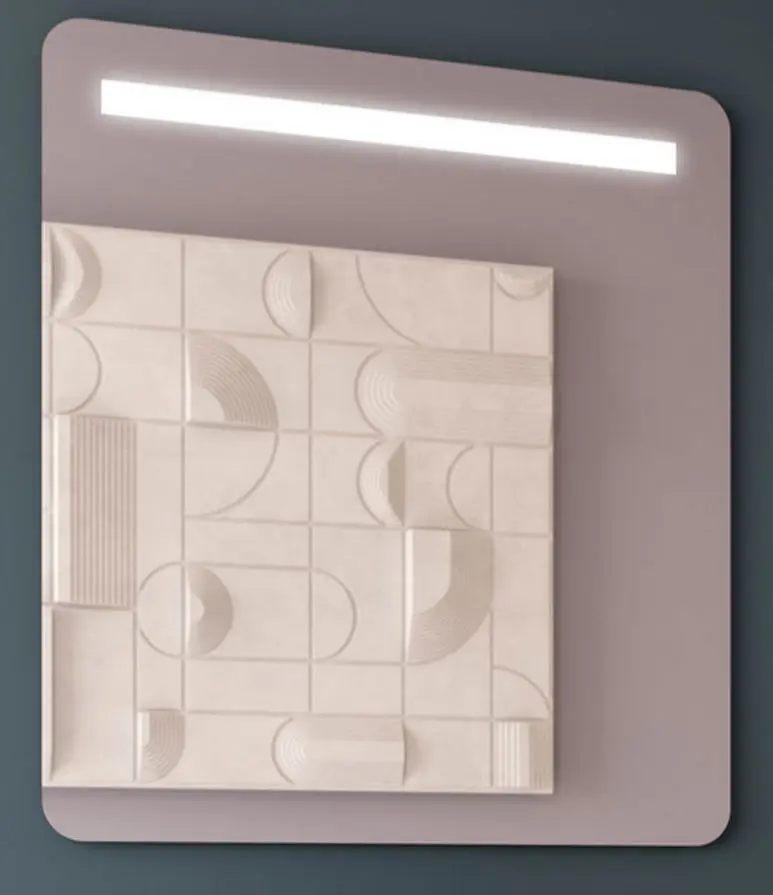 Portarrollos de Toilet Espejo rectangular de baño decorativo con luz LED | 100cm x 80cm