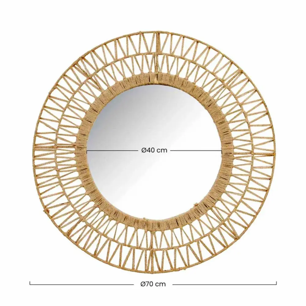 Premium de Vidrio Templado Espejo de pared Sole Thinia Home redondo dorado Ø70 cm