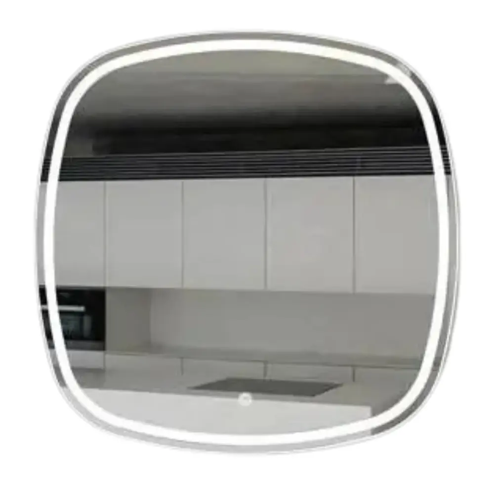 Espejo Cuadrado con Iluminacion LED Indirecta y Bordes - Bajo Consumo - Luz Blanca 6,000K Estilo Art Deco