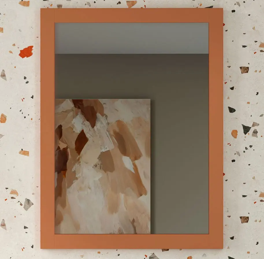 Espejo Decorativo Espejo de baño rectangular base de madera | 100cm x 80cm sunset mate