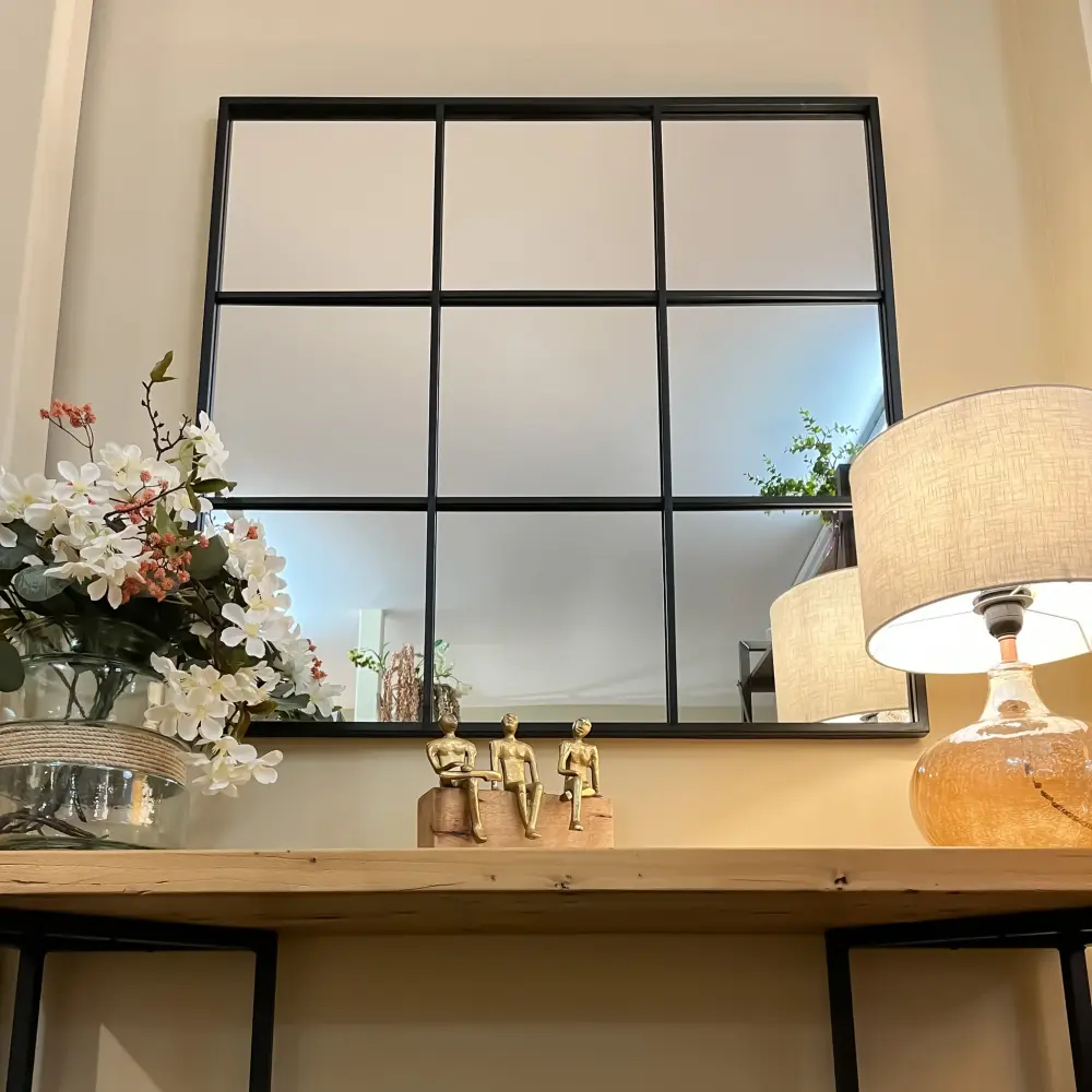 Espejo negro metálico efecto ventana 90x90 con Garantí de 2 ños
